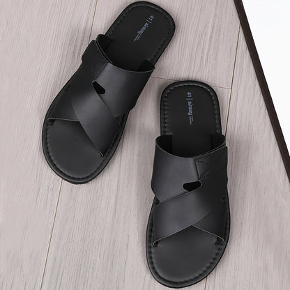 Men's Casual British Style Flat-Soled PU Slippers