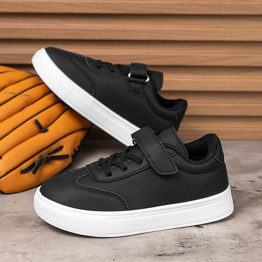 's Classic Black and White Color Anti-Slip Casual Sports Shoes for All Seasons, Easy to Clean with Closure, Lightweight Comfortable Unisex Sneakers in Large Sizes