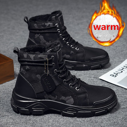 Men'S Extreme Cold Weather Snow Boots - Thermal Insulated Winter Hiking Boots with Lace-Up Closure, Non-Slip PVC Outsole - / Tan Camo - for Ice, Snow, Hunting, Camping - Durable Synthetic Upper - All-Day Warmth for Outdoor Ad