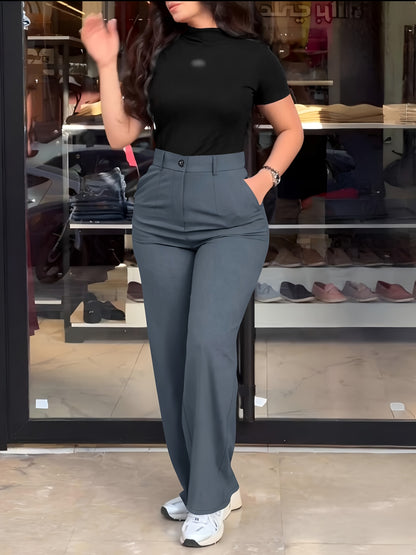 Women's Casual Slim-Fit Solid Color Long Pants