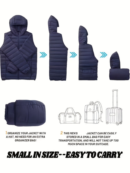 New Men'S Hooded Jacket, Thick And Warm Outerwear, Suitable for Outdoor Sports, Climbing, And Casual Wear in Winter. Features a Ribbed Design, Full Zipper Closure, And a Easy Yet Stylish Look