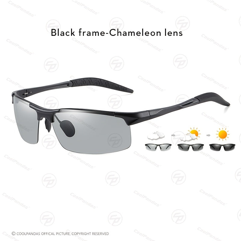 Men's Rimless Photochromic Polarized Magnesium Sunglasses