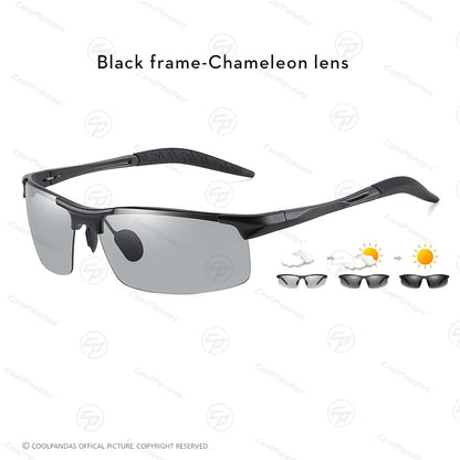 Men's Rimless Photochromic Polarized Magnesium Sunglasses