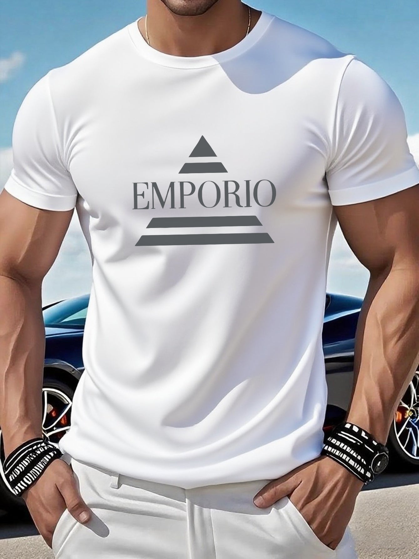 Men's 180gsm Heavyweight 100% T-shirt, Men's Graphic T-shirts, 1pc Bosh Briure Pattern Men's T-shirt, for Casual, Sports, and Holiday Wear - ayq