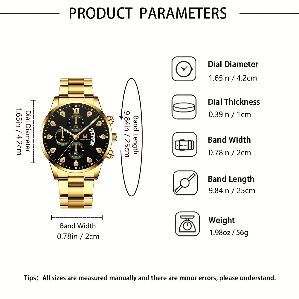 3pcs Men's Fashion High-End Quartz Watch + Business Casual Wallet and Versatile Glasses Combo Set, Perfect Gift for Friends on Holidays and Birthdays, Men's Gift