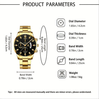 3pcs Men's Fashion High-End Quartz Watch + Business Casual Wallet and Versatile Glasses Combo Set, Perfect Gift for Friends on Holidays and Birthdays, Men's Gift