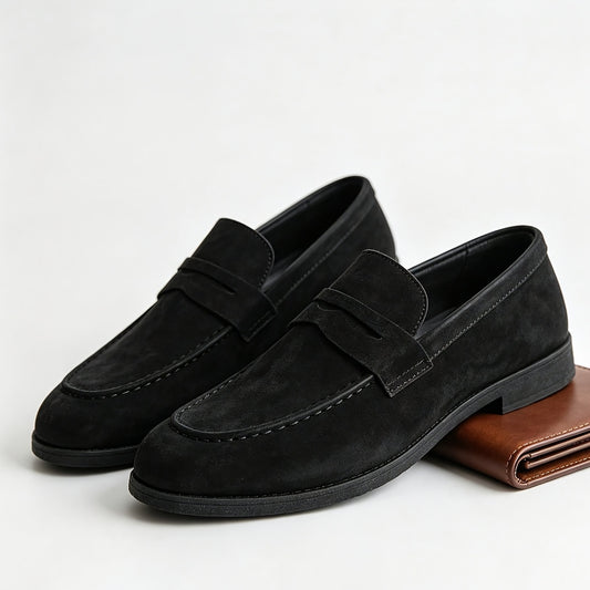 Men's PU Slip-On Loafers with Thick Sole and Round Toe