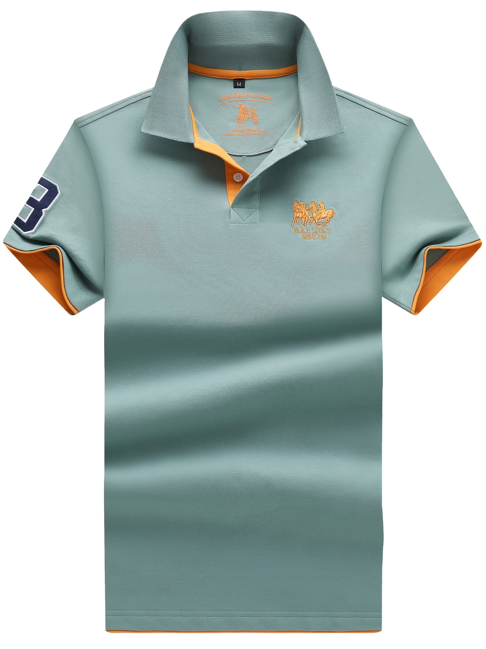 Men'S Short-Sleeve Polo Shirt with 95% And Embroidered Design - ayq
