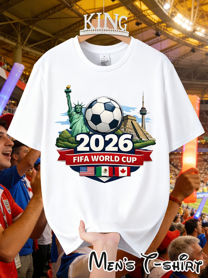 Men's 2026 World Cup Casual Landmark Print Polyester T-Shirt