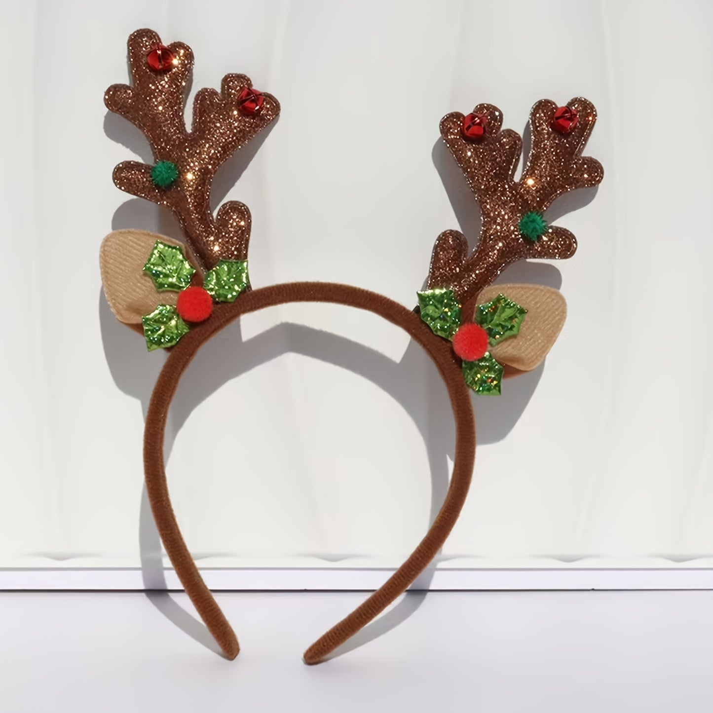 1pc Women's Elegant & Cute Deer Headband with Glittery Antlers, Pink Bow & -like Beads - Pastel Pink Soft Hair Band for Christmas Party, New Year's Eve, Casual Attire - Comfortable Hair Accessory for Women & Teens