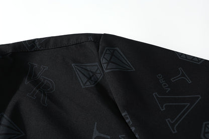 Men's Fashion Bomber Jacket Spring/Fall Collection, Casual Alphabet Print Polyester Jacket with Zipper, Baseball Collar, Long Sleeve, Regular Fit, Non-Stretch Woven Fabric, Casual Outfit with Pocket