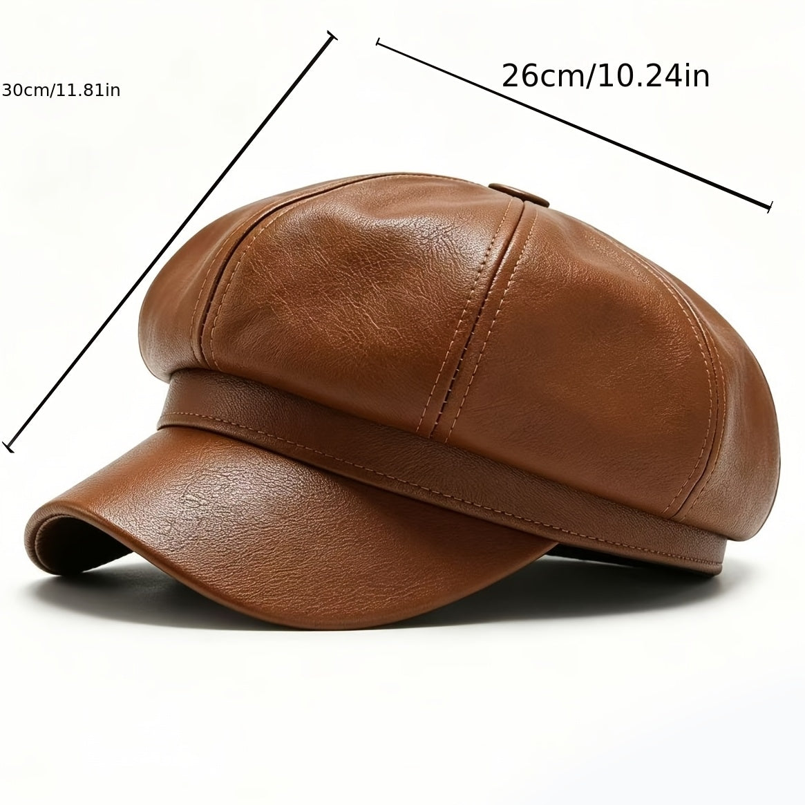 Vintage Unisex Octagonal Painter's Hat - PU Leather Newsboy Cap