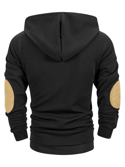 Men's Casual Fashion Set Knit Jacquard Hoodie and Pants 2pcs Set