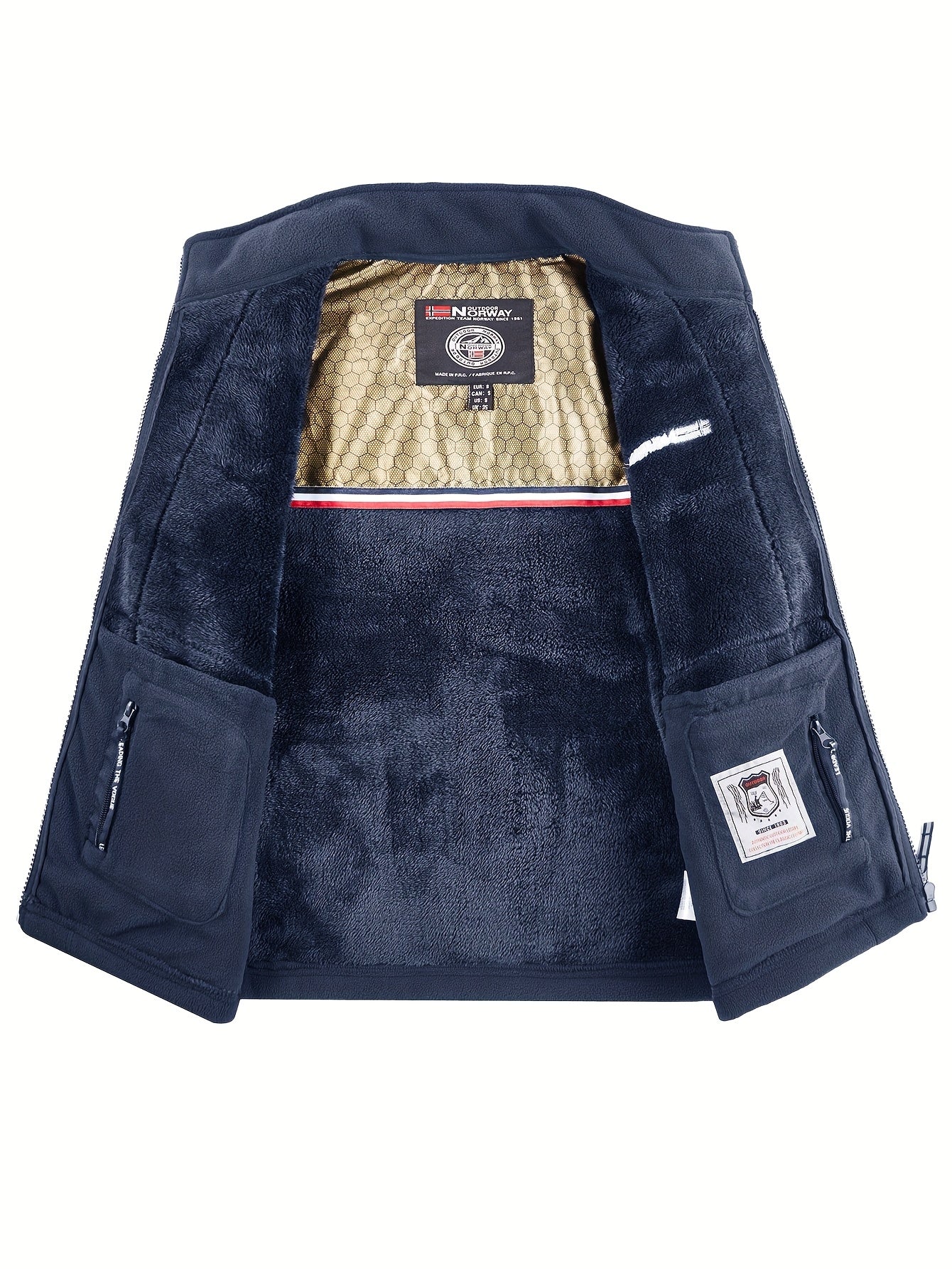 Men's Warm Stand Collar Cardigan Jacket, Honeycomb Heat-Retaining Graphite Lining, Thermal Insulation, Warmer Upper Body, Quality Men's Wear, Warm Lining, Carbon Fiber Technology - Full-Zip Winter Coat, Full-Length Zipper, Ma