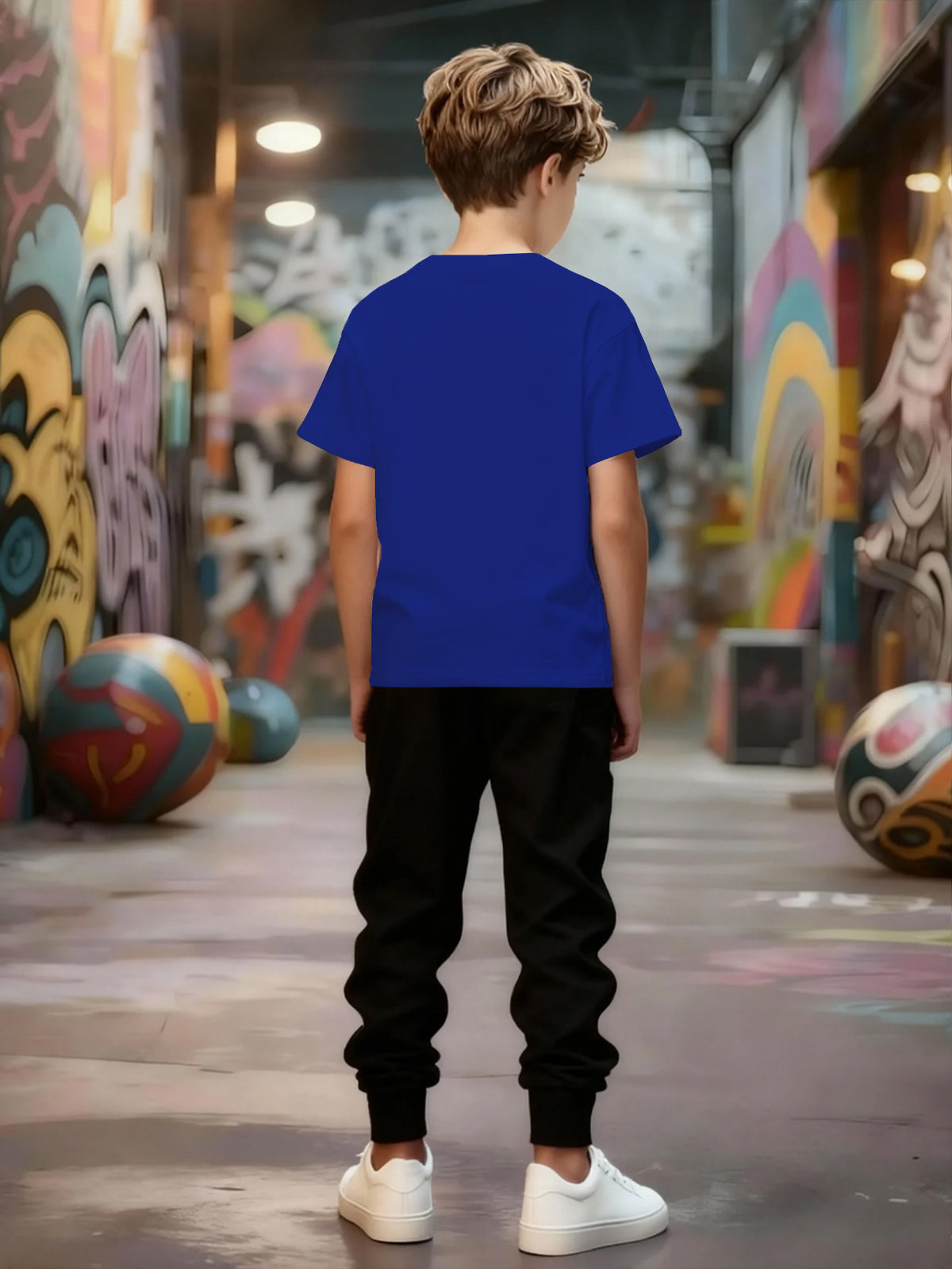 Boys' Casual Short Sleeve & Pants Set with Geometric Pattern