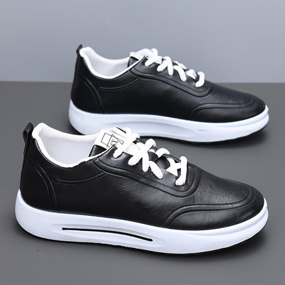 Men's Lace-up Casual Shoes, Solid Color Low-Top Soft Sole Business Commuter Sneakers