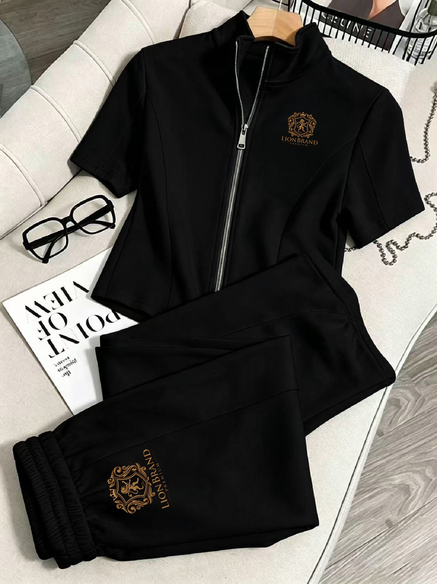 Women’s Chic Minimal 2-Piece Zip Track Suit - Casual Elegant