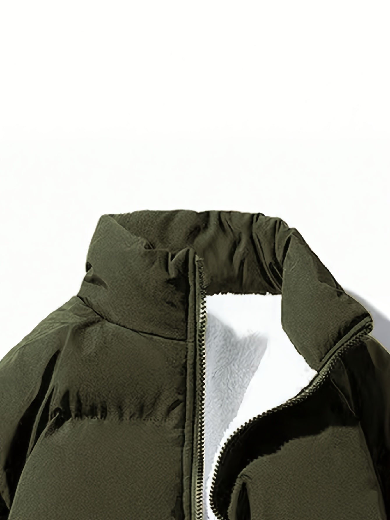 Yilong OBM Men's 2025 Fleece-Lined Winter Coat - Stand Collar Padded Insulation, Machine Washable Polyester, Solid Color Casual Jacket with Zipper Closure for Cold Weather, Winter Jacket, Outdoor Clothing, Minimalist Design,