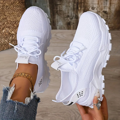 Women's Casual Lace-Up Sneakers - Lightweight All-Season Fabric Shoes