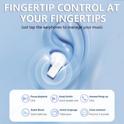 2025 New Style True Wireless semi in-ear sports music headset mini Earbuds TWS HIFI bass Stereo HD calling Stereo Earphones for Android for iPhone Cellphone gaming Earpieces smart couples headphones