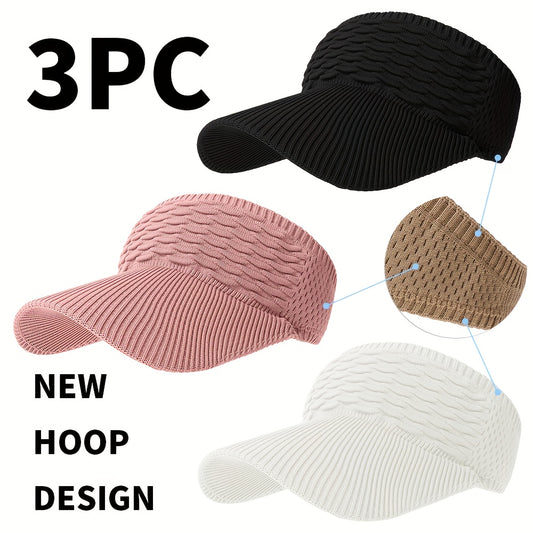3-Pack Breathable Knit Beanies with Wave Pattern for All-Season Wear - ayq