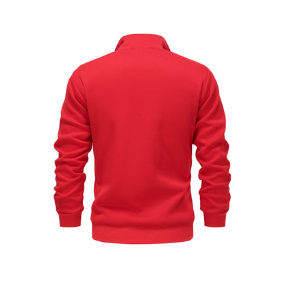 Warm High Neck Jacket, Men's Casual Slant Pocket Zip Up Athletic Jacket For Fall Winter