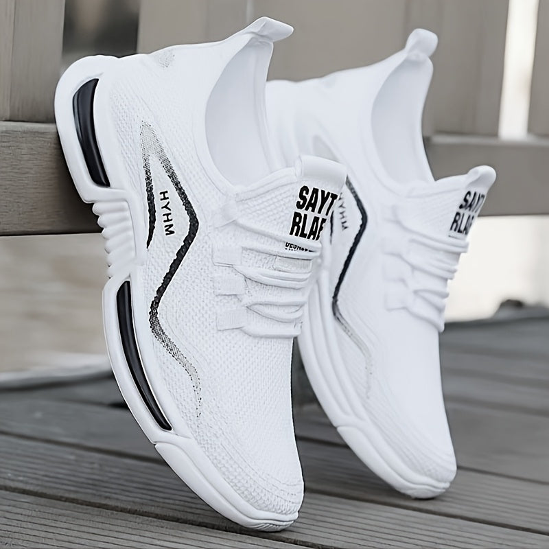 Men's Summer Casual Sneakers - Breathable Fabric Upper, Lightweight Comfortable Lace-Up Low-Top Shoes with Durable Rubber Sole for Spring/Summer Walking, Jogging & Casual Attire - Black, Minimalist Design, Flexible Constructi