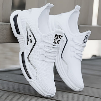 Men's Summer Casual Sneakers - Breathable Fabric Upper, Lightweight Comfortable Lace-Up Low-Top Shoes with Durable Rubber Sole for Spring/Summer Walking, Jogging & Casual Attire - Black, Minimalist Design, Flexible Constructi