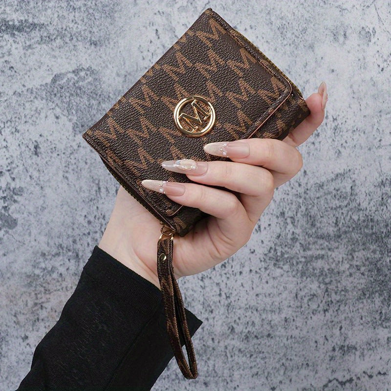 2025 New Women'S Wallet Short Style European and American PU High-end Coin Purse Printed Multi-card Slot Small Wallet Money Clip Card Holder