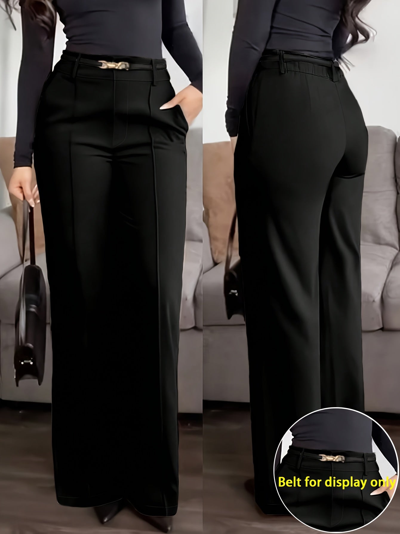 Women's Elegant Solid Color Wide-Leg Business Casual Pants