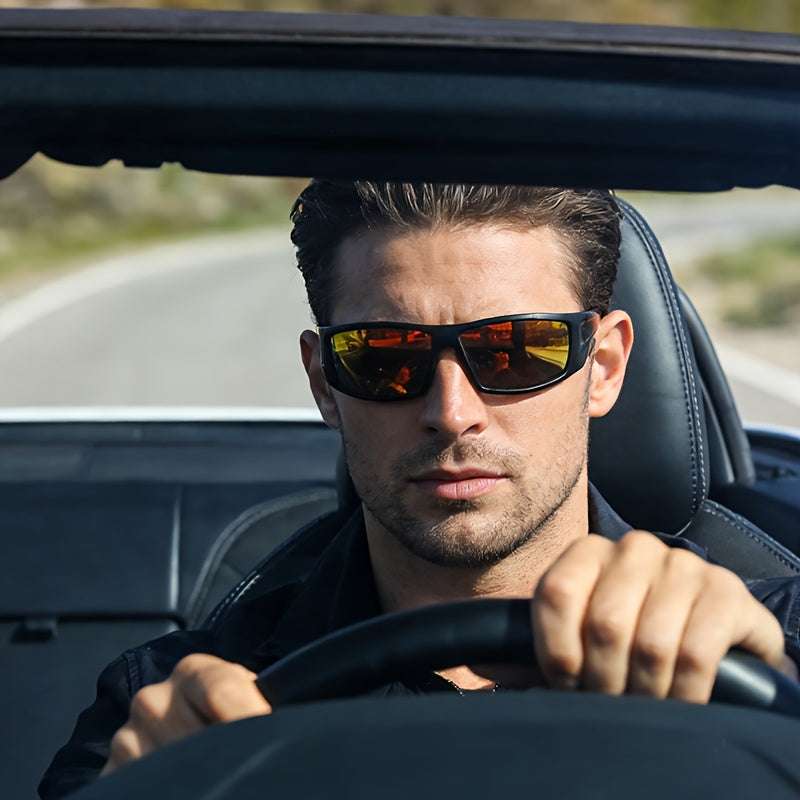 Polarized Sports Sunglasses with Black Full Rim Frame for Men & Women