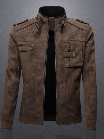 Men's Light Luxury PU Texture Casual Business Jacket