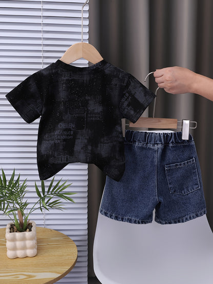 Boys' Casual Cotton T-Shirt & Denim Shorts Summer Set