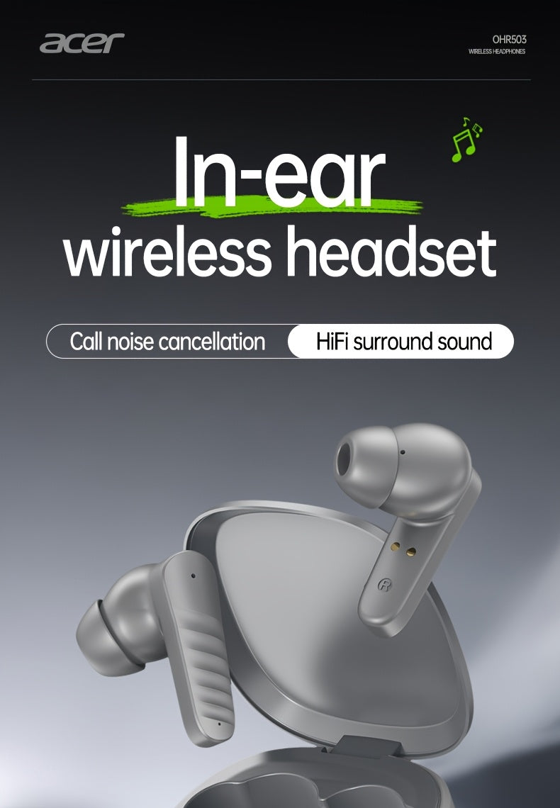 30h Wireless Earbuds Acer OHR503 Mini Sport Wireless Earbuds | Wireless Stereo, Long 30h Standby, Noise-Canceling, Comfortable Wear | Universal Fit, Latest Model, Touch Control