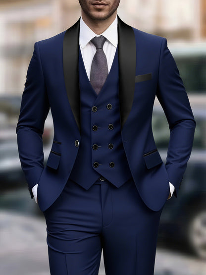 Men's 3-Piece Suit Set with Vest and Jacket for Formal Events