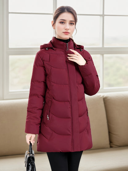 Women's Elegant Winter Jacket - Shearling-Like Bead-Like Button Closure Coat, Puffer-Free, Hand Washable Long Sleeve Outerwear for Cold Weather (Casual & Formal) - Black Jacket Without Belt/Hardware (Ready-to-Wear), Winter Ja