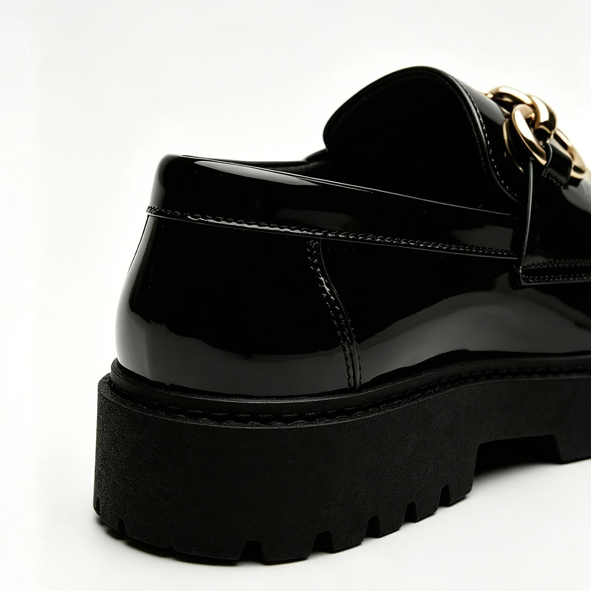 Men's British Style Slip-On Loafers with Metal Buckle, Rubber Sole