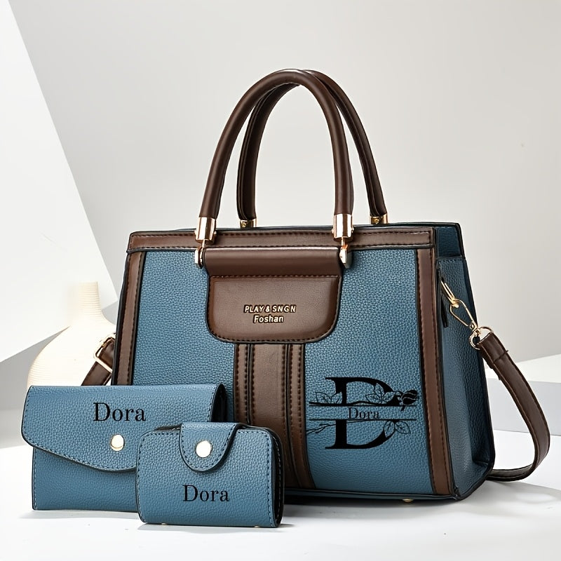 Vintage Red 3-Piece Mother-Daughter Bag Set with Custom Name