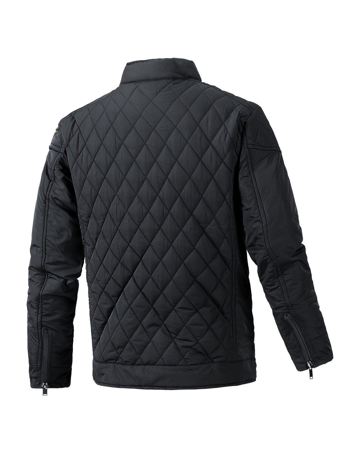 Men's Lightweight Padded Jacket with Stand Collar - Slim Fit