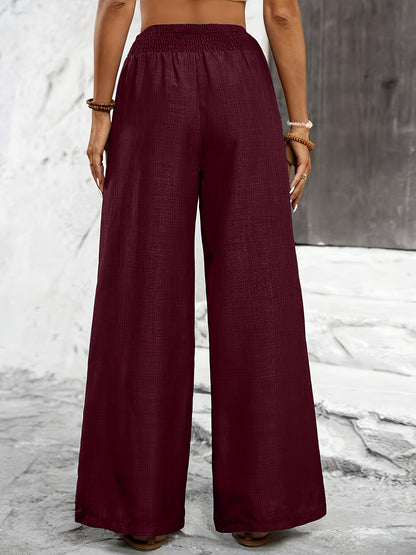 Elegant Solid Color Twisted Knot Straight-Leg Pants