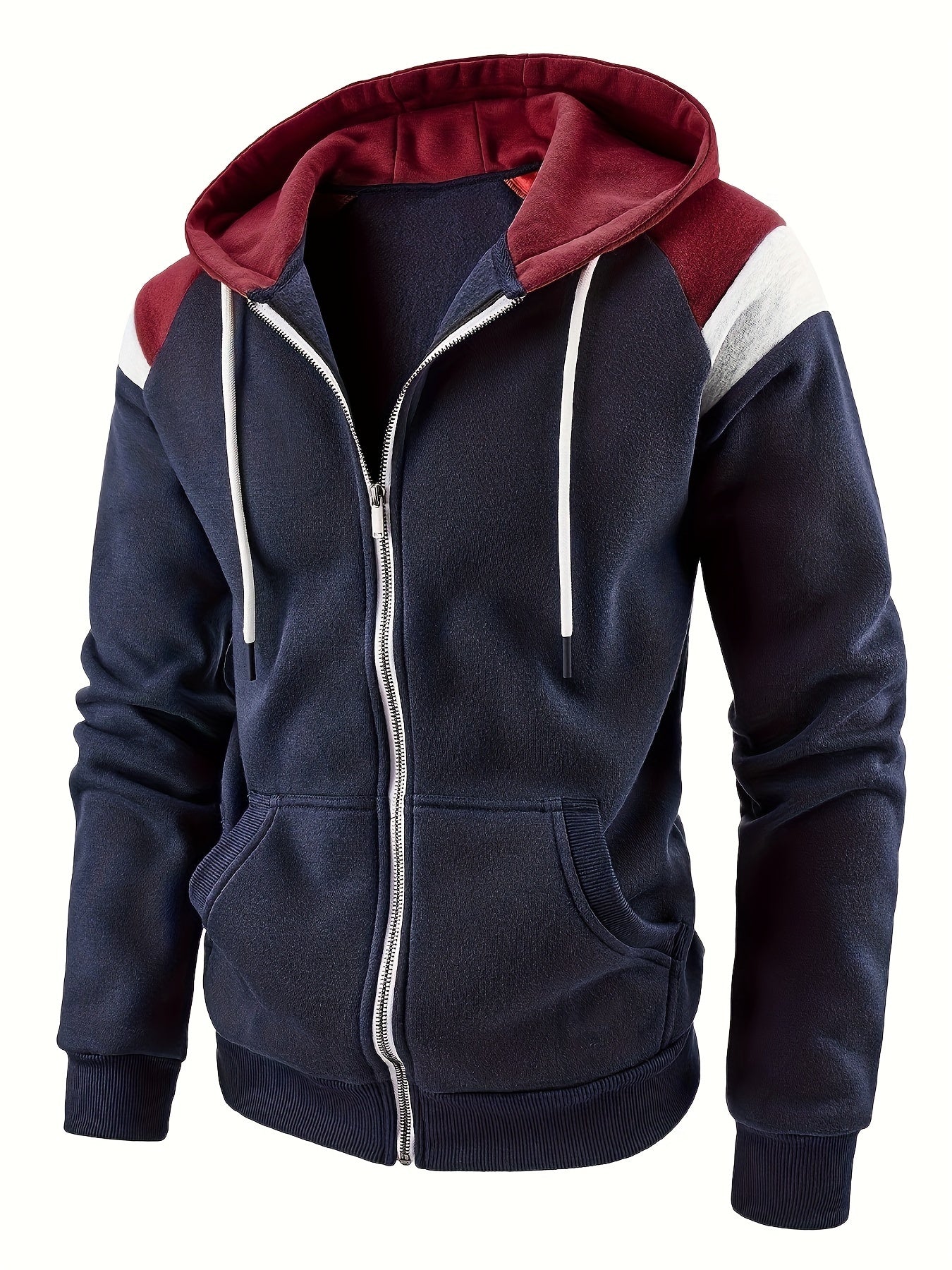 Men's Zip-Up Hoodie Jacket - Full-Zip Front Closure, Zipper Cardigan, Long Sleeve Pullover for Gym, Office, Everyday - Lightweight Warmth in Burgundy/Black/ Colors Available - Easy-Care Zippered Casual Outerwear, Hoodie Zip U