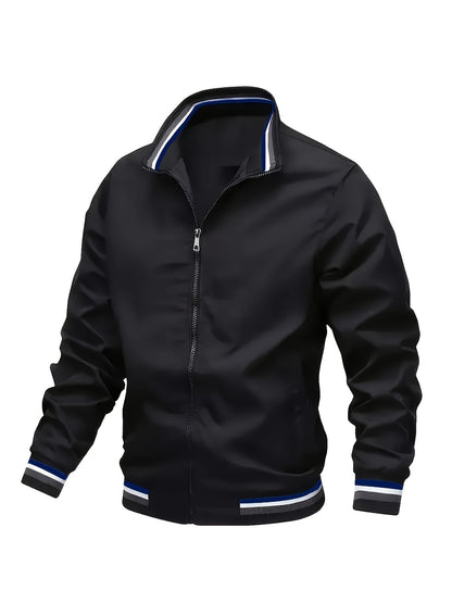 A Men'S Stylish Pilot Jacket, Made of Durable Fabric, Features Classic Striped Details, Perfect for Casual Outings Or Hiking. It Offers a Sense of Confidence And Fashion, Making It an Ideal Gift for Men