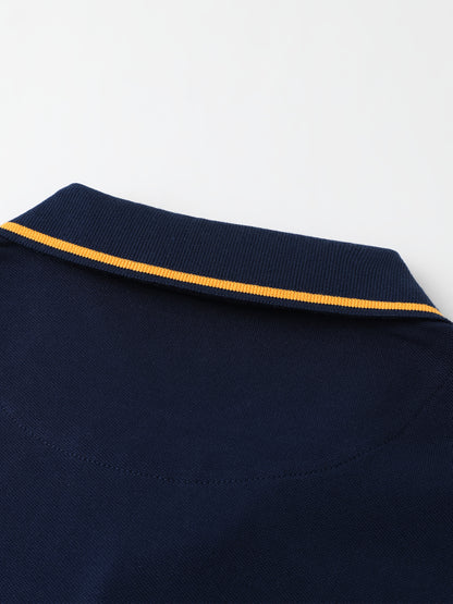 Men's Turn- Collar 95% Cotton 5 Spandex Embroidered T-Sshirt Short Sleeve Comfortable Breathability - ayq