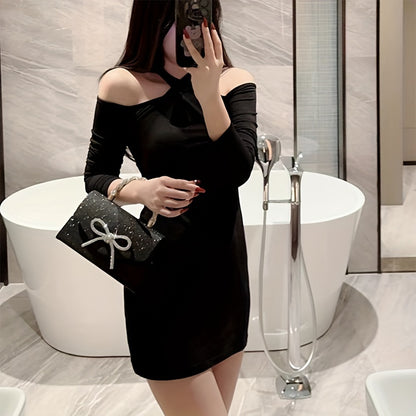 New Stylish Evening Clutch Bag, Versatile for Parties, Featuring a Chic Design with Rhinestone Bow And Chain, Perfect for Weddings And Mother'S Day Gifts