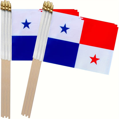 12pcs Mini Panama Handheld Flags 12.7x20.3 cm Polyester
