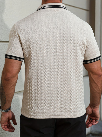 Men's Fashion Casual Short Sleeve Shirt with Turn- Collar and Front Buttons, High-End Summer Men's Wear for Business, Golf, and Tennis Training - ayq