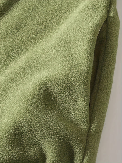 1pc Men'S Casual Sports Fleece Jacket - Solid Color Polyester Knit with Slight Stretch, Stand Collar, Long Sleeve, Regular Fit, Zipper Closure, Daily & Casual Wear