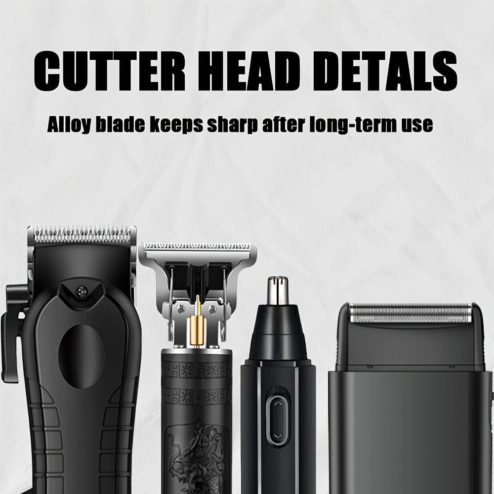 1pc/4pcs Men'S Grooming Kit, Hair Clipper, Electric Shaver, Nose Trimmer, Beard Trimmer, USB Rechargeable Multi-Functional Haircutting Set, Perfect for Beard and Hair Trimming, Travel Essentials, Father'S Day Gift - ayq