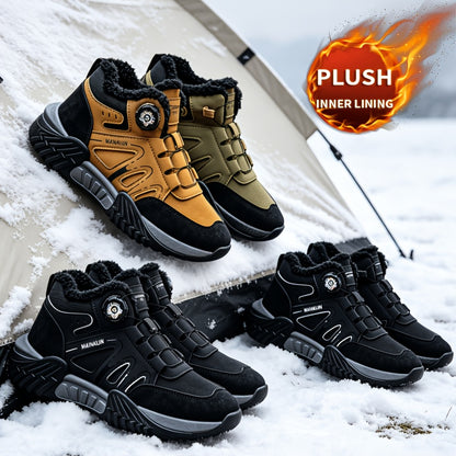 Men's Winter Riding Boots Mid-Top Cold-Proof Hiking Shoes