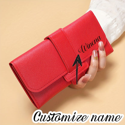 Customized Women's wallet, Women's long style, three fold flip cover, Korean version, small fresh student change pocket, multifunctional buckle wallet. Sending birthday gifts, souvenirs to girlfriends, friends